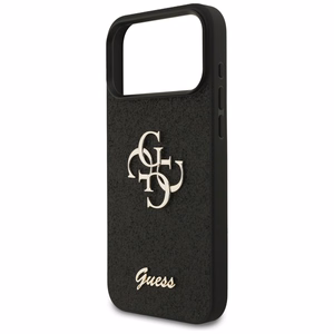 Guess PU Fixed Glitter 4G Metal Logo vāciņš Apple iPhone 18 Pro Max, melns