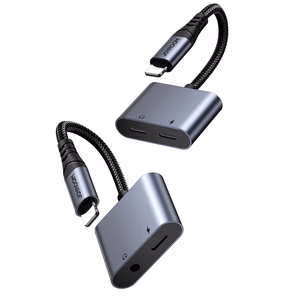 2‑in‑1 audio adapteris Joyroom SY-L02 Lightning uz dubulto Lightning (melns)