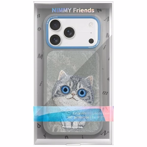 Nimmy Big Eyed Pet 2.0 kaķa viedtālruņa apvalks iPhone 17 Pro - pelēks