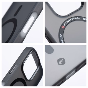 Viedtālruņa apvalks FORCELL F-PROTECT Levels ar divslāņu 4D tehnoloģiju, militārā triecientesta sertifikātu, saderīgs ar MagSafe, paredzēts IPHONE 16 PLUS dūmakains melns