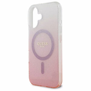 Guess IML Glitter Gradient MagSafe viedtālruņa apvalks iPhone 16 - rozā