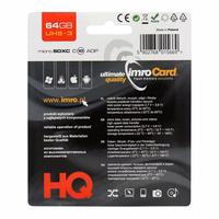 Imro atmiņas karte 64GB microSDXC cl. 10 UHS-3 + adapteris