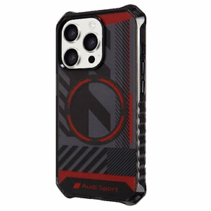Audi IML Sport Magnētiskais viedtālruņa apvalks iPhone 15 Pro 6.1" melns/melns cietais apvalks AU-IMLMIP15P-RSQ/D2-BK