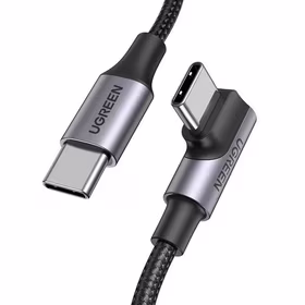 Ugreen US334 70643 USB-C (angled) / USB-C (straight) 100W PD 1m cable - melns