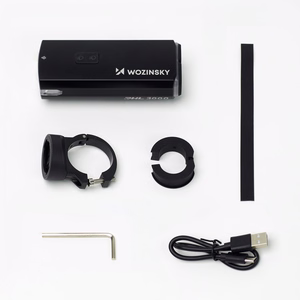 Wozinsky priekšējais velosipēda lukturis ar USB-C kabeli, 3000 lm – melns