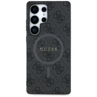 Guess Ādas 4G Krāsains Gredzens Klasiskais Logotips Magnētiskais Viedtālruņa apvalks Samsung Galaxy S25 Ultra melna