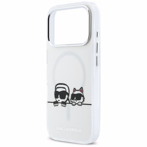 Karl Lagerfeld IML Karl & Choupette Peekaboo Logo MagSafe Case for iPhone 17 Pro - White