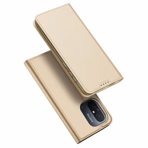 Dux Ducis Skin Pro viedtālruņa apvalks Xiaomi Redmi 11A / Poco C55 / Redmi 12C vāks ar atveramu kartes maciņu zelta
