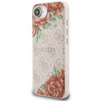 Guess 4G Flowers Print magnētiskais viedtālruņa apvalks iPhone 16e - rozā