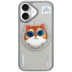 AmazingThing Nimmy Glasses Cool Cat MagSafe apvalks viedtālrunim iPhone 16 – pelēks