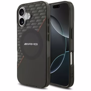 AMG Divslāņu caurspīdīgs rombu magnētiskais viedtālruņa apvalks iPhone 17 - melns un sarkans