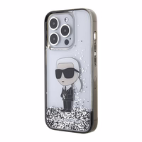 Karl Lagerfeld Liquid Glitter Ikonik viedtālruņa apvalks iPhone 15 Pro - caurspīdīgs