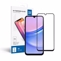 Aizsargstikls Blue Star - SAMSUNG A15 5G visu ekrānu (ar rāmi, mazā izmērā) - melns
