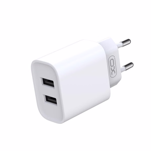 XO sienas lādētājs CE02C 2x USB 2,1A, balts + microUSB kabelis