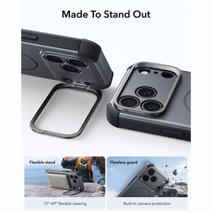 ESR Cyber Tough MagSafe maciņš ar statīvu iPhone 18 Pro Max / 17 Pro Max, pelēks