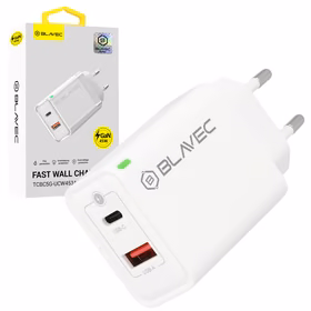 Blavec sienas lādētājs BC-5 GaN - USB + Type C - PD QC 45W 3A (TCBC5G-UCW453A) balts