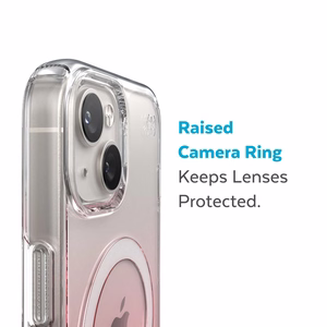 Speck Presidio Perfect-Clear + Ombre + MagSafe vāciņš ierīcei iPhone 15 Plus / 14 Plus, ar Microban pretmikrobu aizsardzību, “Clear / Vintage Rose Fade” krāsu kombinācija