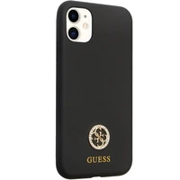 Guess GUHCN614DGPK apvalks iPhone 11 / Xr - melns Silikona Logo Strass 4G