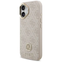 Guess 4G Strass Logo & Big Strap Metal Buttons Magnētiskais viedtālruņa apvalks iPhone 17 - rozā