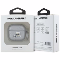 Karl Lagerfeld Monogramma Karl & Choupette galvas viedtālruņa apvalks AirPods 4 - sudraba