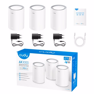 Cudy AX3000 Wi-Fi 6 Mesh 2.5G divjoslu risinājums (2,4/5 GHz), Wi-Fi 6 (802.11ax), balts, iekšējā antena
