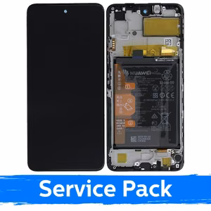 LCD displejs saderīgs ar Huawei P Smart 2021 / Honor Y7a / Honor 10X Lite melns ar rāmi (Service Pack)