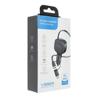 VEGER automobiļa lādētājs ar USB-C kabeli (USB-C / Lightning) QC PD 84W CC89 melns