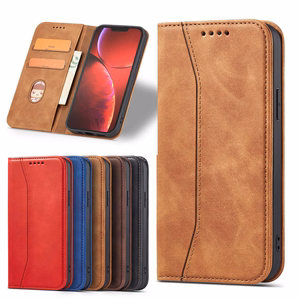 Magnētiskais Fancy viedtālruņa apvalks iPhone 13 Pro Max ar kabatu, karšu turētājs, brūns