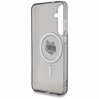 Karl Lagerfeld Poga Choupette Galva Drukāts Logotips Magnētiskais Samsung Galaxy S25 viedtālruņa apvalks melna