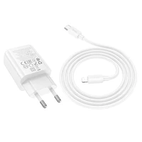 Lādētājs Hoco USB-A + USB-C QC3.0 PD 3A 20W + kabelis USB-C uz Lightning N61 balts