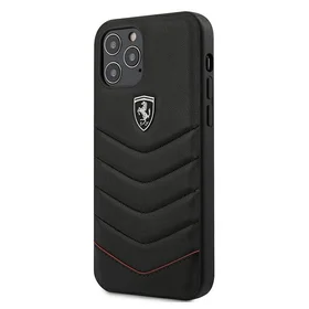 Ferrari FEHQUHCP12LBK iPhone 12 Pro Max 6.7" melns/melns cietais apvalks Off Track Quilted