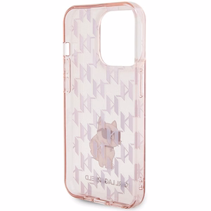 Karl Lagerfeld Monogram Choupette maciņš iPhone 15 Pro, rozā