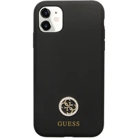 Guess GUHCN614DGPK apvalks iPhone 11 / Xr - melns Silikona Logo Strass 4G