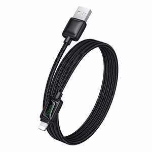 Kabelis ar LCD USB A uz Lightning Hoco 2,4A 1,2 m U146 melns