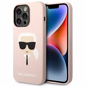 Karl Lagerfeld KLHCP14LSLKHLP iPhone 14 Pro 6.1 "cietais apvalks rozā/rozā Silikona Karla Galva
