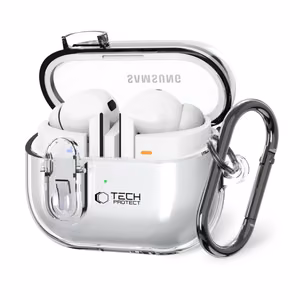Tech-Protect FlexAir apvalks ar karabīni Samsung Galaxy Buds 3 / 3 Pro – caurspīdīgs