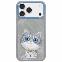 Nimmy Big Eyed Pet 2.0 kaķa viedtālruņa apvalks iPhone 17 Pro - pelēks