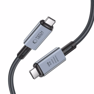 Tech-Protect UltraBoost Max USB-C 4.0 / USB-C 4.0 PD kabelis 240W 8K 40Gbps 1m - pelēks
