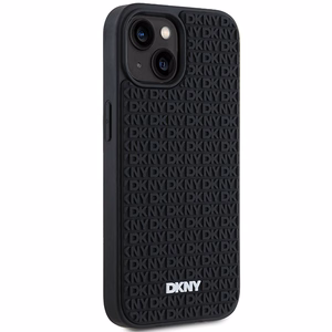 DKNY 3D Gumijas apvalks ar atkārtotu rakstu iPhone 15/14/13 - melns