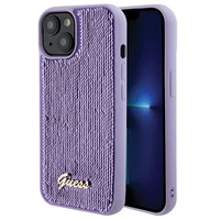 Guess Sequin Script Metal viedtālruņa apvalks iPhone 15 - violeta