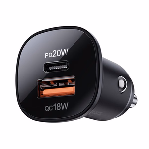Acefast automašīnas lādētājs 38W USB Type C / USB, PPS, Power Delivery, Quick Charge 3.0, AFC, FCP melns (B1 melns)
