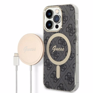 Guess GUBPP14LH4EACSK 4G Print MagSafe vāciņa un lādētāja komplekts iPhone 14 Pro 6.1", melns