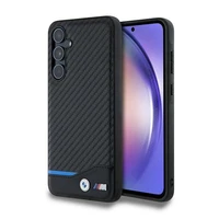 BMW Leather Carbon viedtālruņa apvalks Samsung Galaxy A55 - melns