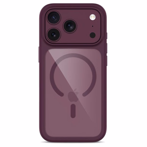 Tech-Protect MagOne CC MagSafe maciņš ar 2 rūdītiem stikliem, paredzēts iPhone 18 Pro / 17 Pro, caurspīdīgs bordo