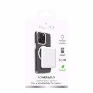 Puro Power Mag 5000mAh Portatīvais lādētājs ar Magnētisko USB-C - Balta