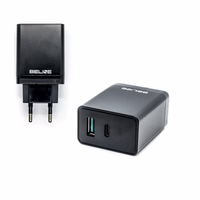 Beline tīkla lādētājs 1xUSB i 1xUSB-C 5A 18W melns (tikai galviņa)