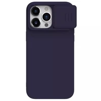 Nillkin CamShield zīdains silikona apvalks iPhone 15 Pro Max tumši violetā