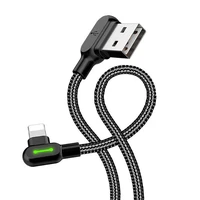 Leņķa USB Lightning kabelis Mcdodo CA-4671 LED, 1.2m (melns)