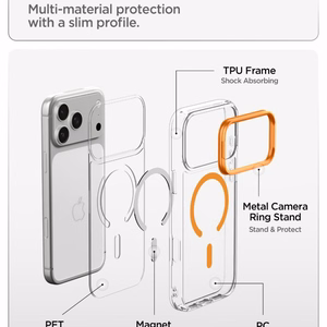 Spigen Ultra Hybrid Optik S MagSafe maciņš iPhone 18 Pro Max / 17 Pro Max, caurspīdīgs oranžs