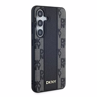 DKNY Ādas rūtainais magnētiskais apvalks Samsung Galaxy S24+ - melns